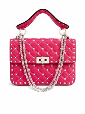 Valentino Garavani Rockstud Spike Pink Quilted Leather Shoulder Bag